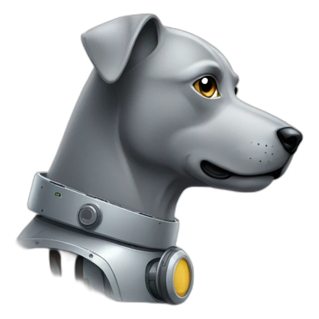 grey  robot side profile and dog sticker