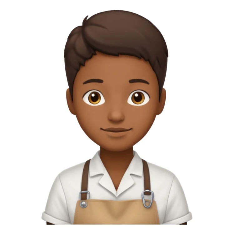 a single 2D line-drawn character + small bright shop sticker