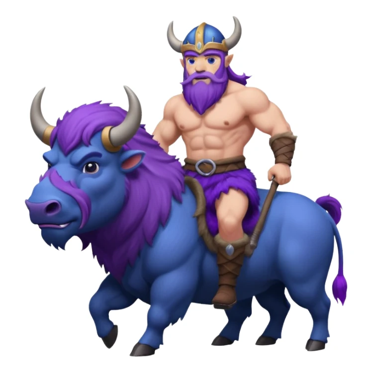 Purple Viking riding a blue bison sticker