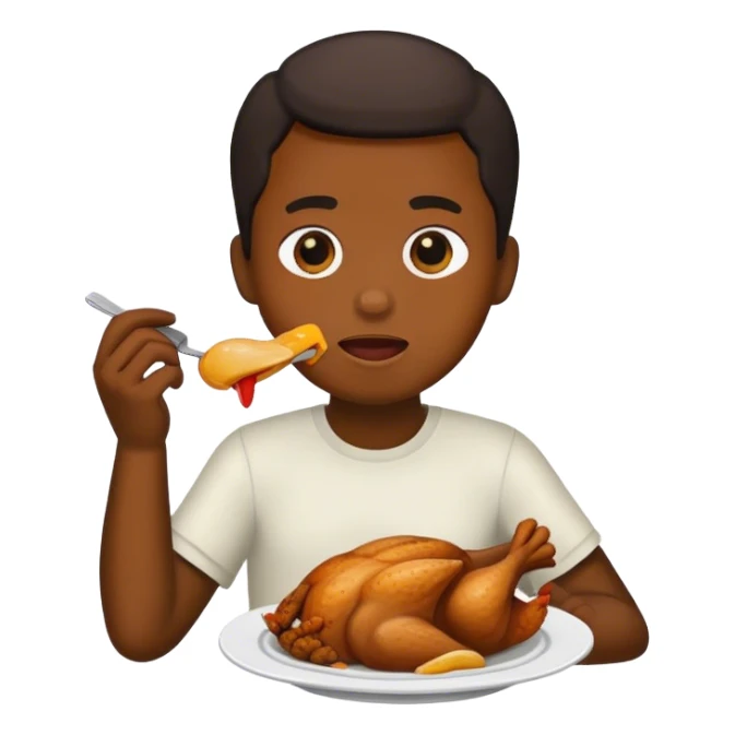 black person eating chicken sticker
