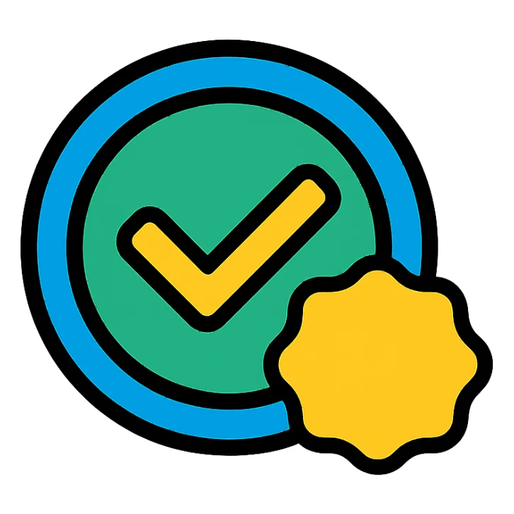 verified badge, checkmark in a circle, clean and recognizable sticker
