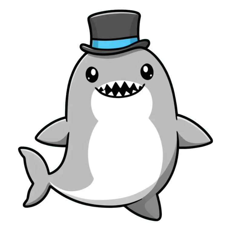 Shark with a top hat sticker