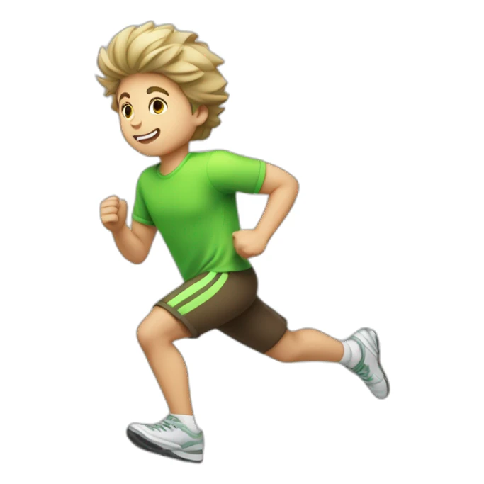 Green-highlighter white brown-haired boy running sticker