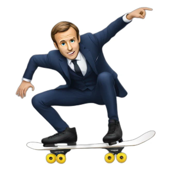 Macron qui fait du skate sticker