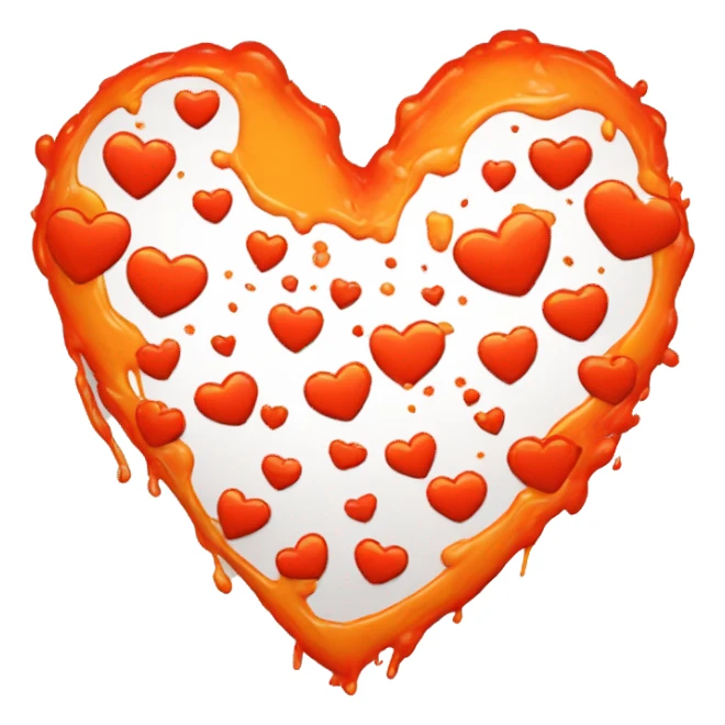 splattered paint heart glowing red-orange warmth sticker