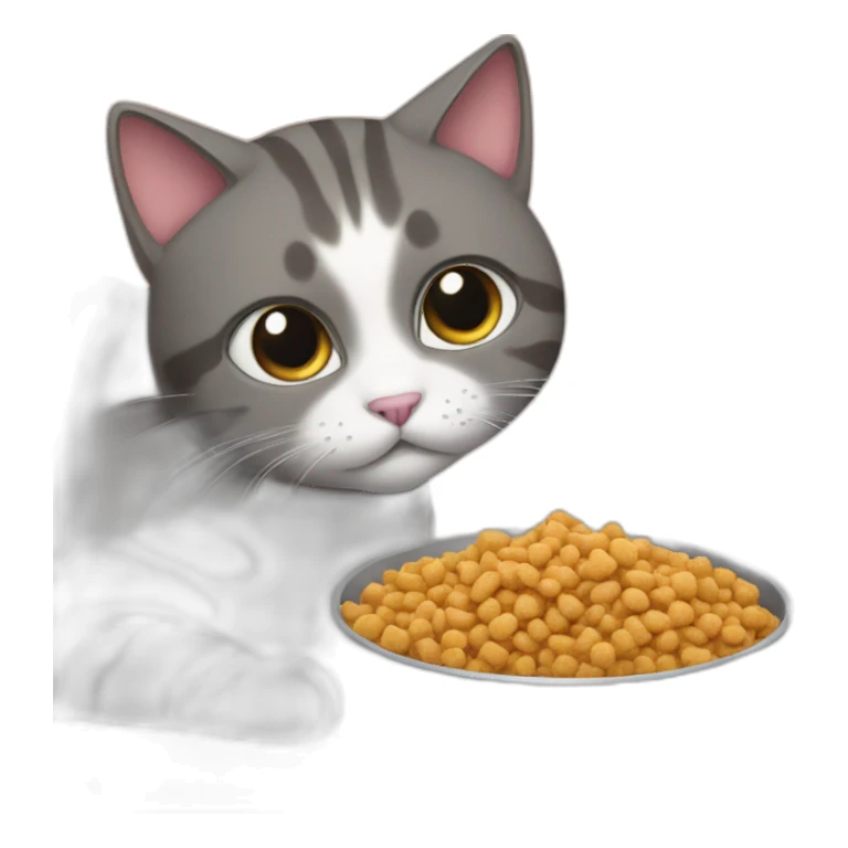 cat eating catfood sticker