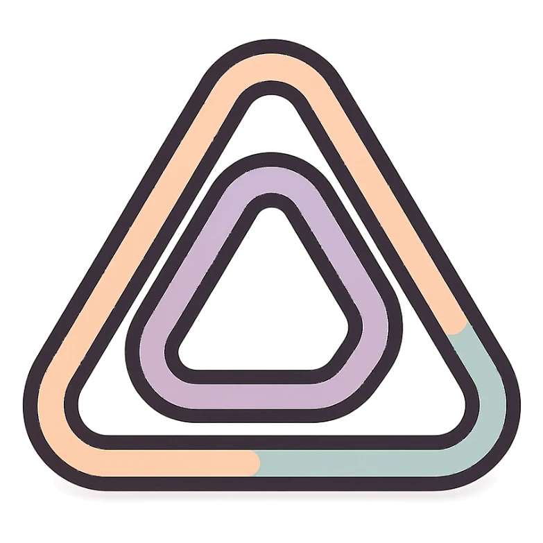 triangle-shaped paperclip for documents, icon-color-outlined style, thin clean contours, soft rounded shapes, pastel palette #98B5BC, #B5B3C1, #C9A3C9, #E4C0CA, #F7DCD1, #F7C0AA, detailed shadows and highlights, soft lighting, no background sticker