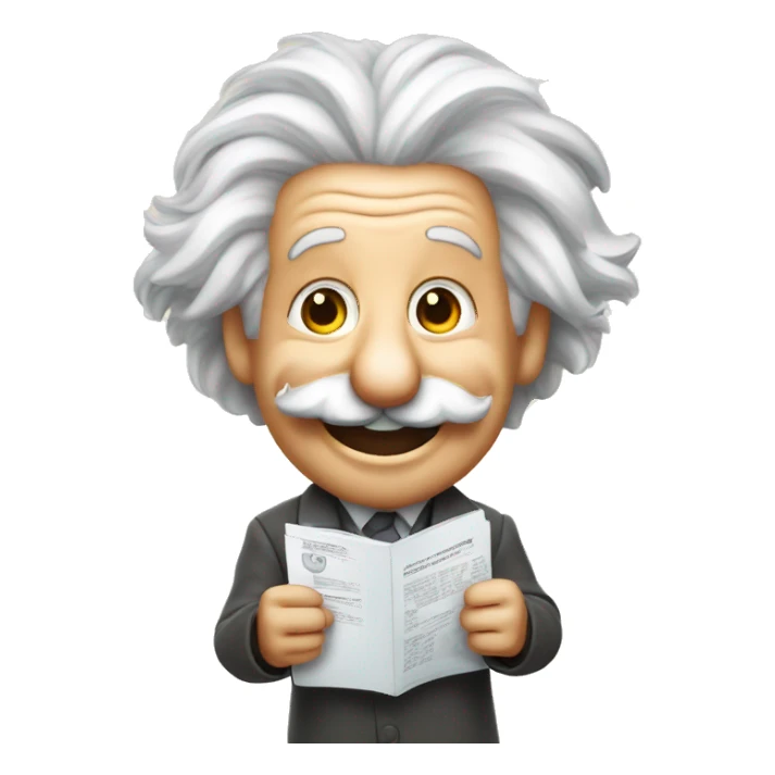 happy albert einstein holds statistics page in his hand sticker