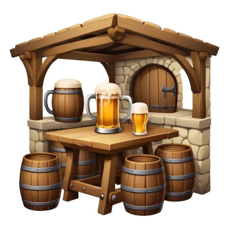 medieval tavern beer wood cup sticker
