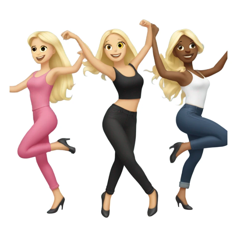 2 blondes and 2 brunnttes dancing  sticker