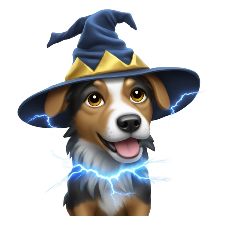 Dog with wizard hat and lightning storm  sticker
