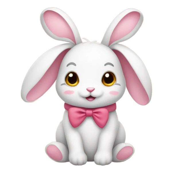cute bunny with a bow and hearts  sticker