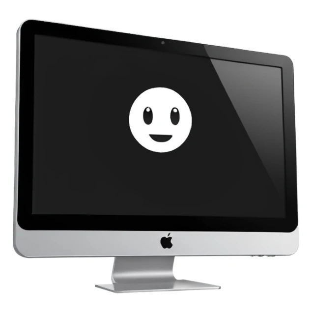 Minimalistic flat vector icon, iOS style, thin black contour on white background. Computer monitor showing a simple stickman character inside a game world. Clean, no text, no shadows sticker