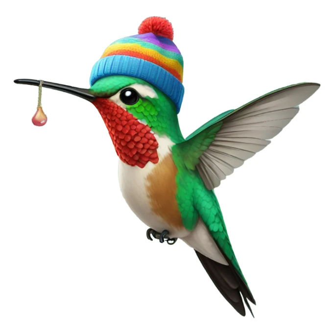 Hummingbird in beanie sticker
