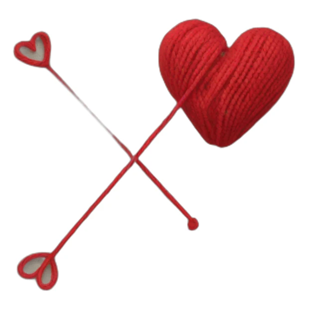 heart in knitting thread sticker