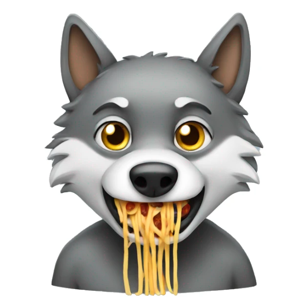 Wolf eating spaghetti sticker