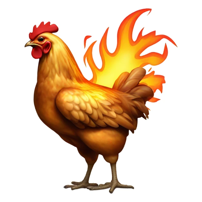 Chicken engulfed in flames sticker