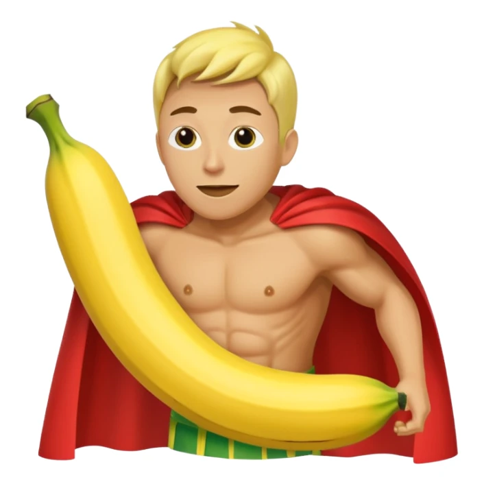 banana as superhuman. add watermelons in background  sticker