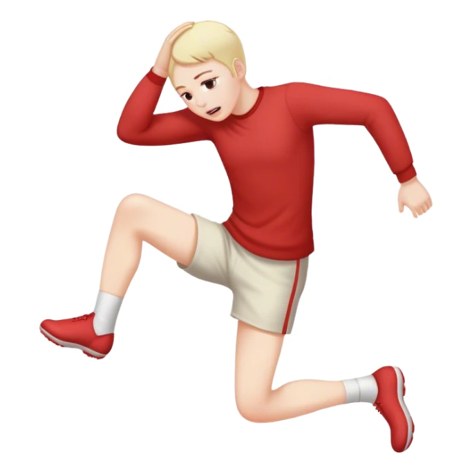 Hands holding head blushing kicking feet  sticker