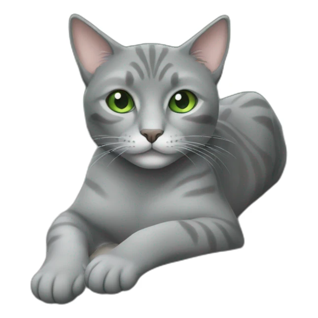 lying down cat gray with green/gray eyes sticker