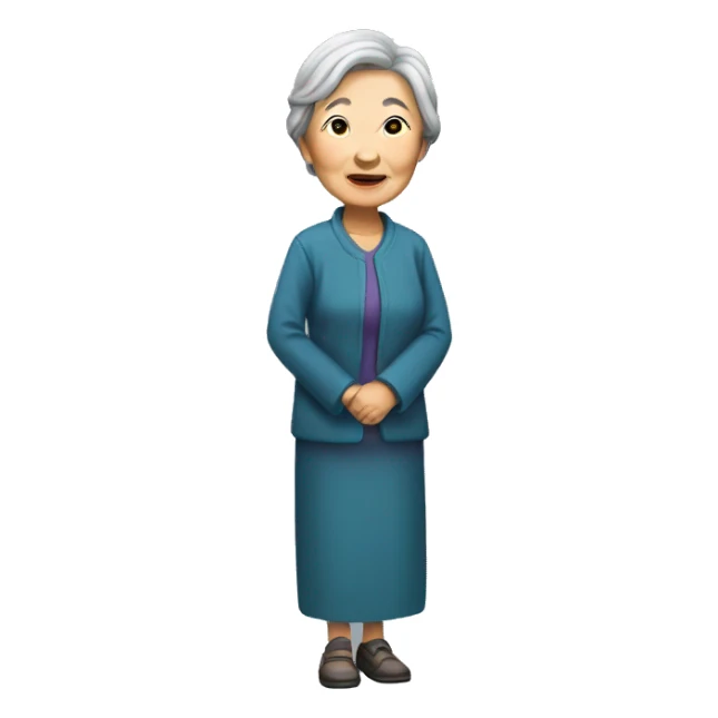 old asian lady standing upfront sticker