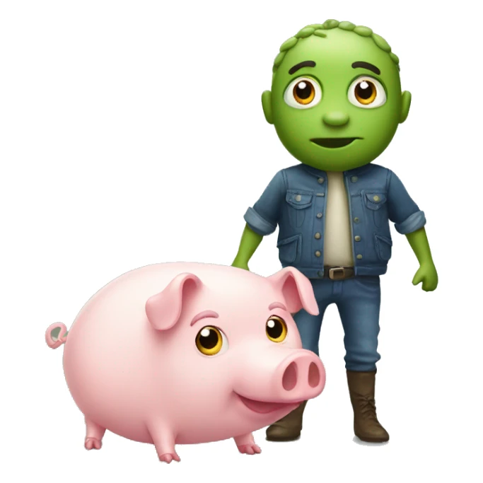 grenouille and pig sticker