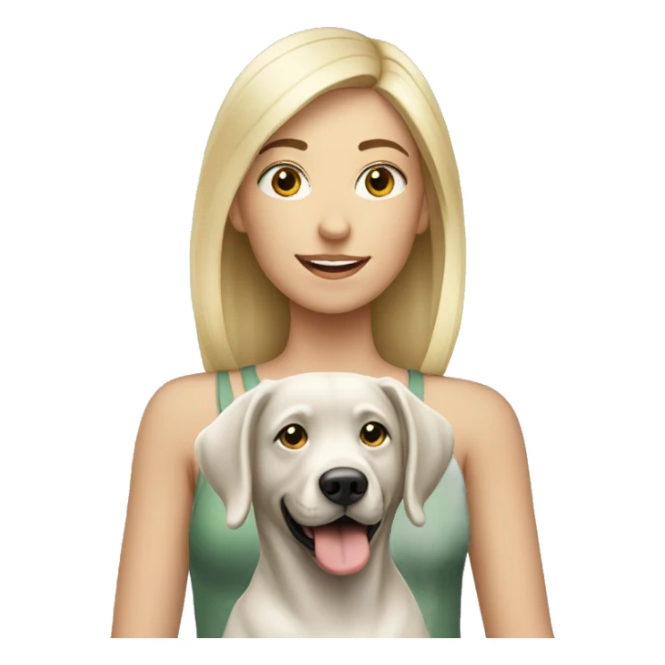 Blonde girl with a silver lab sticker