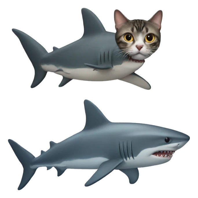 shark with a cat on his back  sticker