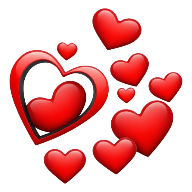 Red and Black hearts in invisible rectangle sticker