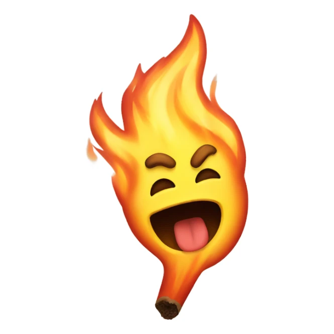 fire sticking his tongue out  sticker
