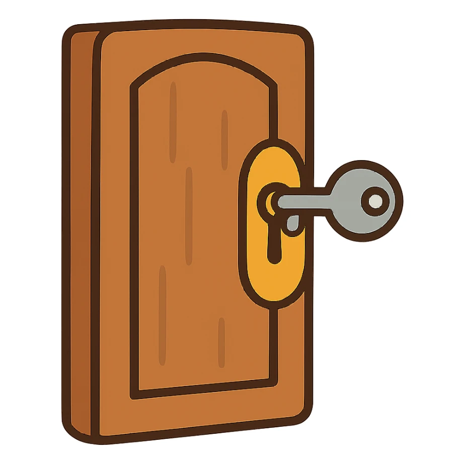 flat toon style door being unlocked, no background sticker