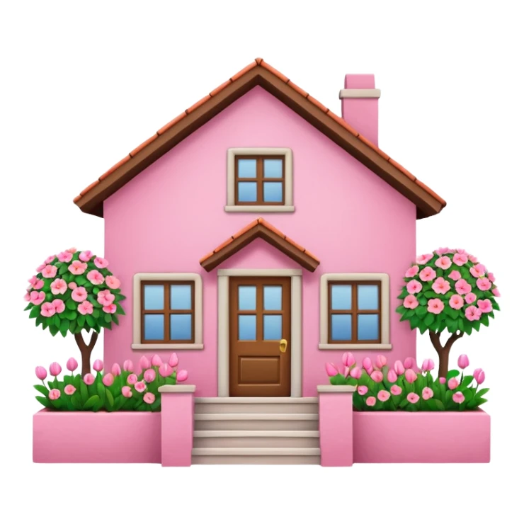Pink house with flowers sticker