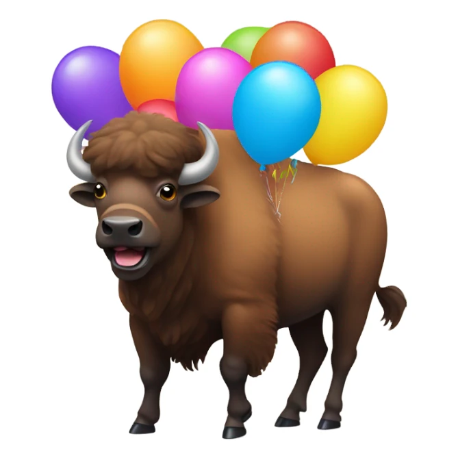 Bison celebrating with balloons sticker