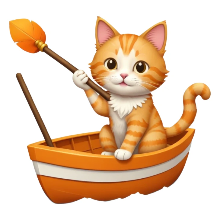 Cat on a boat flying a stick sticker