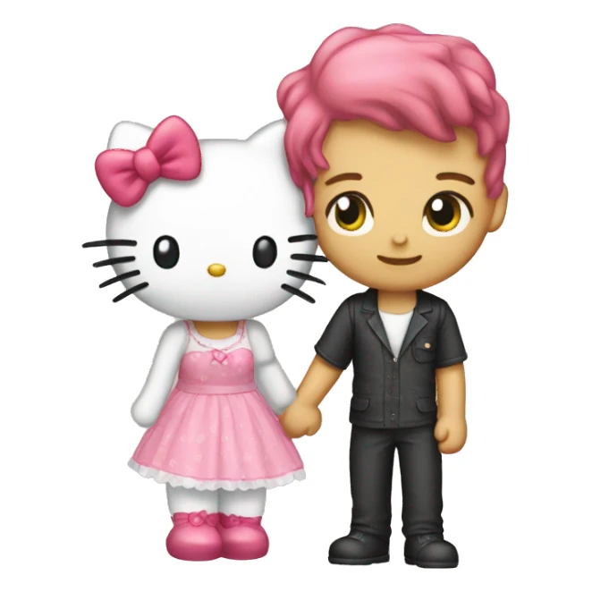 hello kitty with her boyfriend kitty sticker