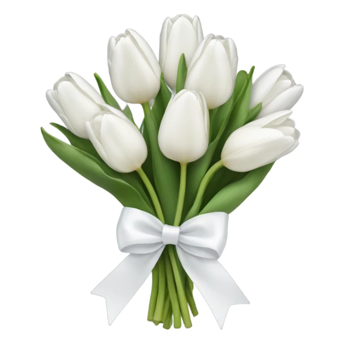 white tulip bouquet  with a white bow sticker