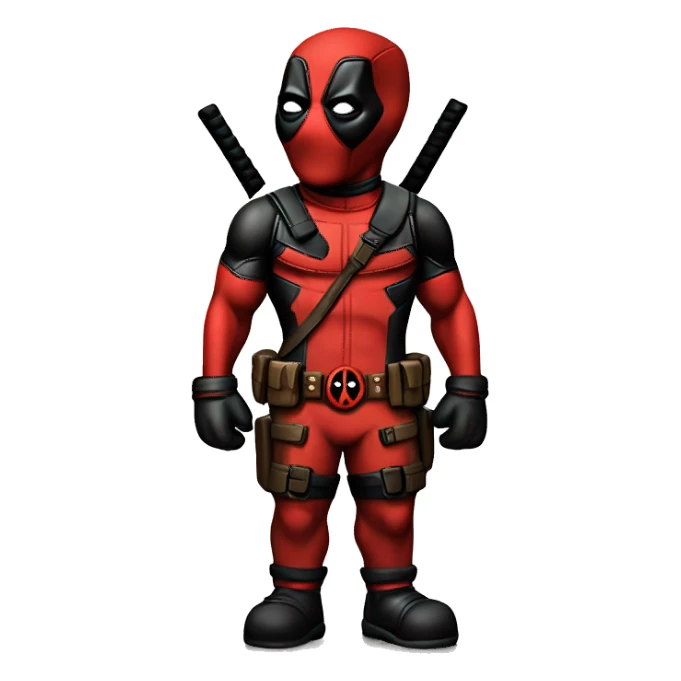 Cute deadpool character full body front side and back HD sticker