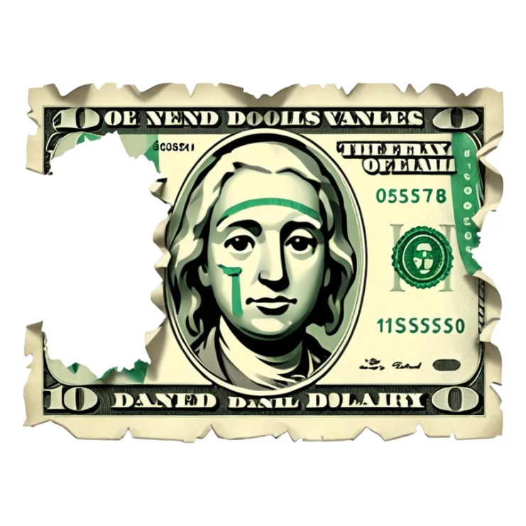 Ripped dollar bill sticker