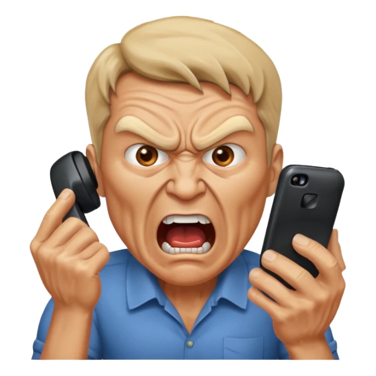 angry man screaming at phone sticker