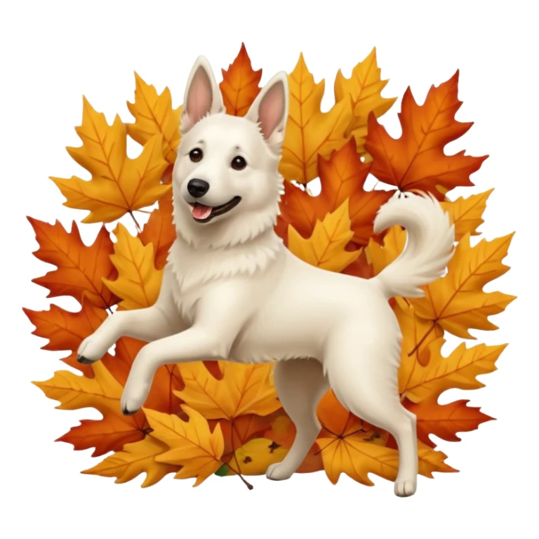 White belgian Shepard Dancing in fall sticker