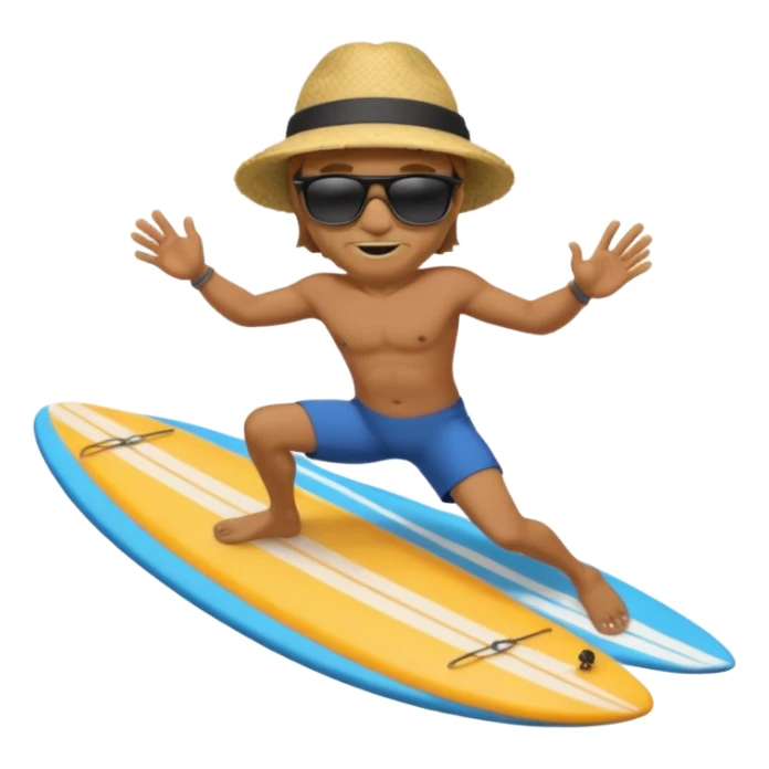 Загорелый парень серфит на доске  sticker