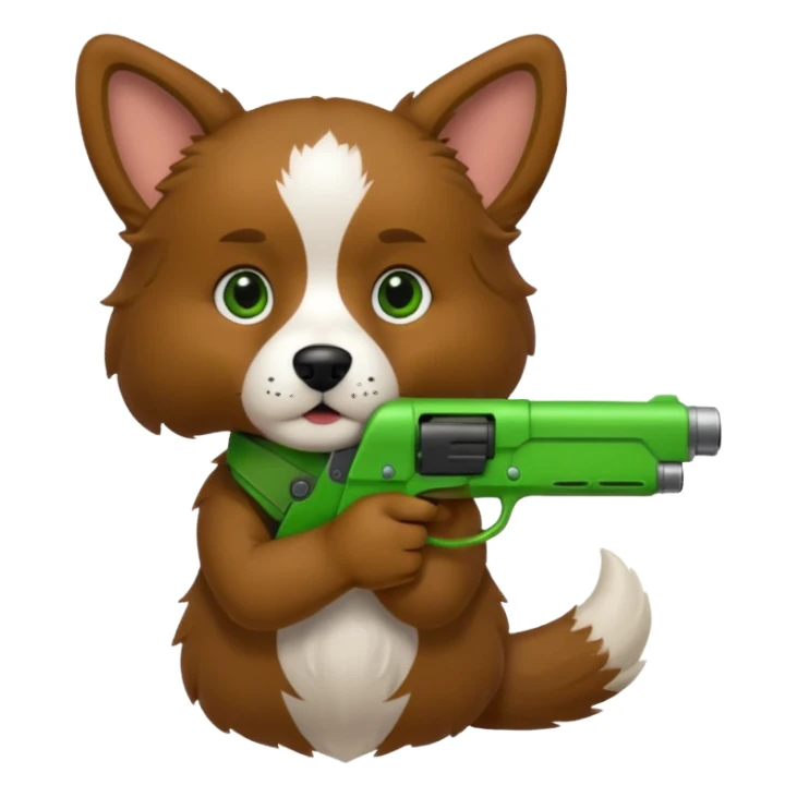 Dog with green gun  sticker