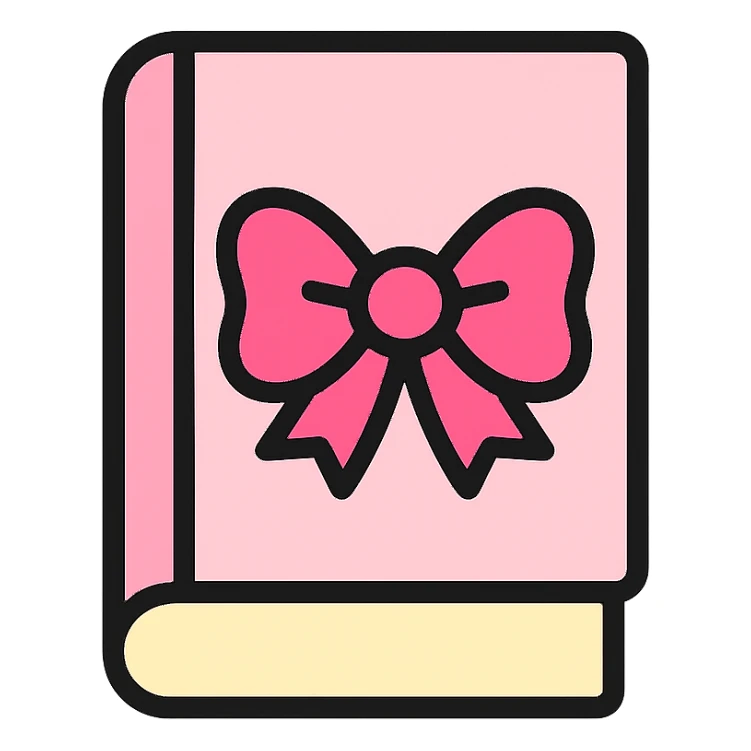 light pink book with a pink bow icon sticker