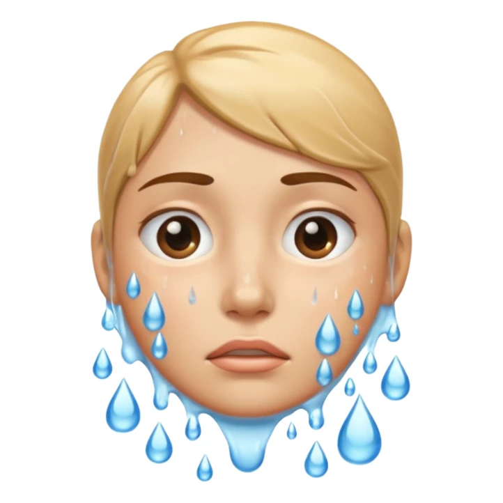 Tired hugging face with water spraying sticker