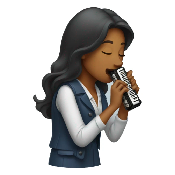 Female playing  harmonica sticker