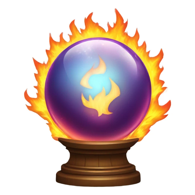 Crystal ball on fire sticker