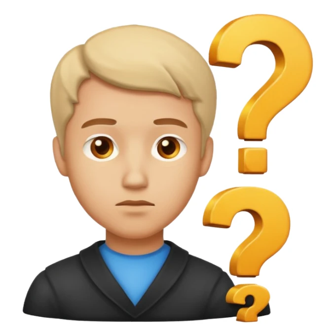 bust of a man with a question mark sticker