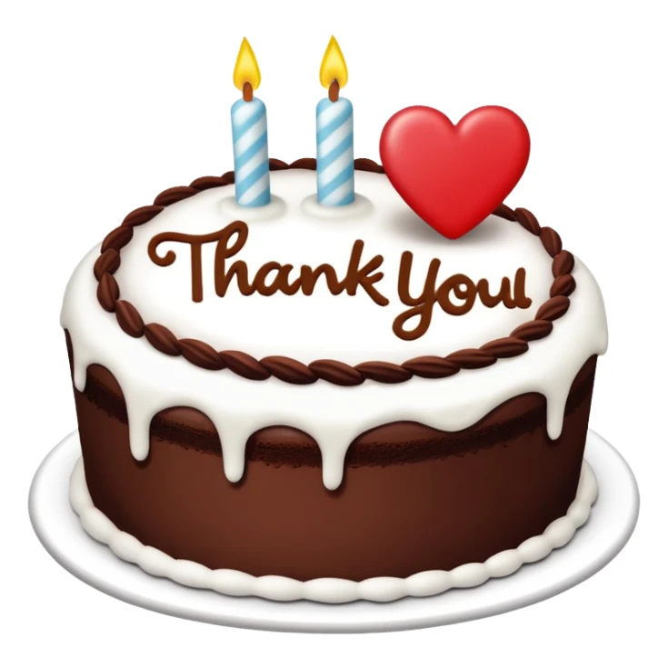 thank you written in frosting on a cake sticker