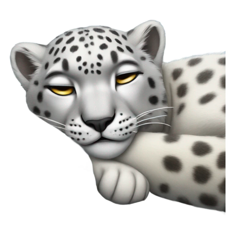 Sleeping laying snow leopard  sticker