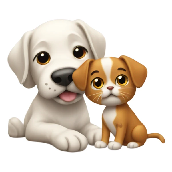 Dog playing with a cat  sticker